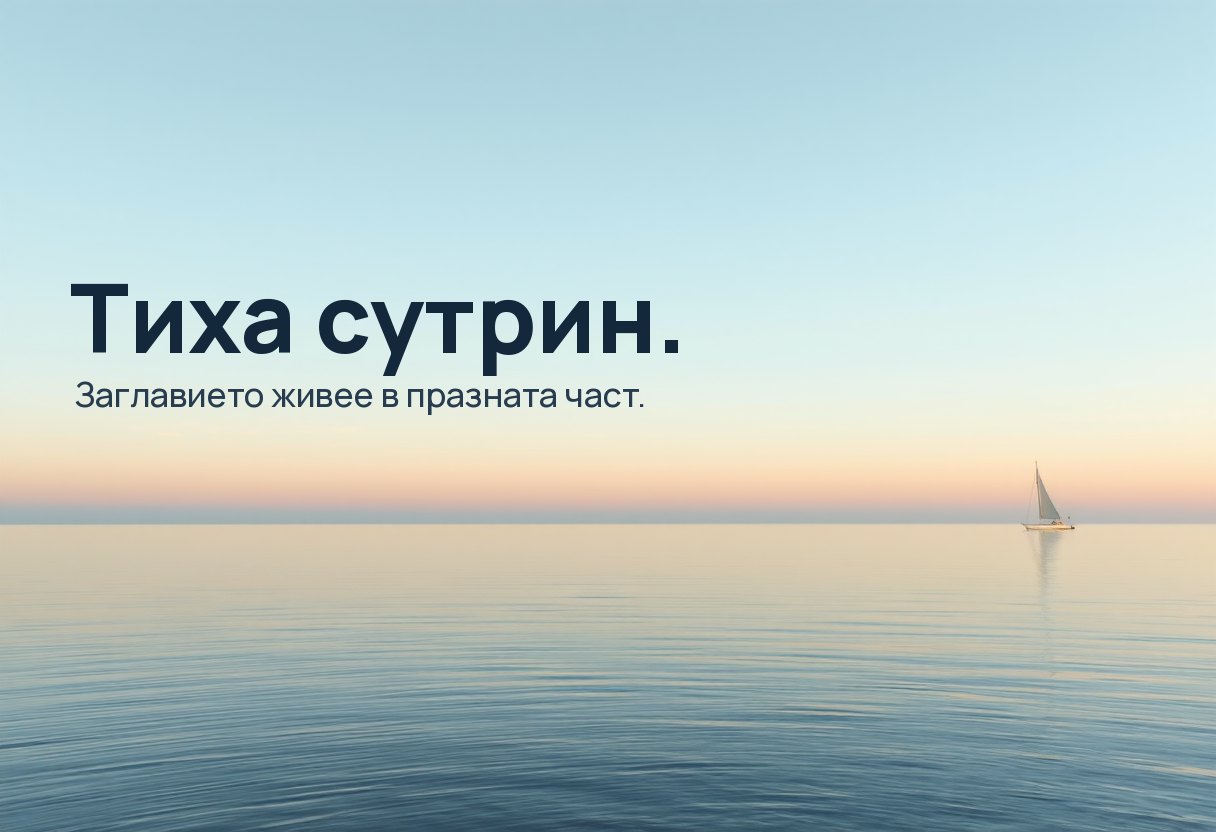Голяма визия с място за заглавие — с типография, сложена отгоре